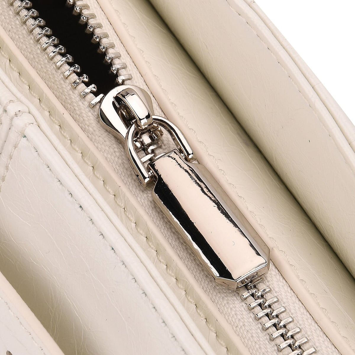 Genuine Leather Belt Buckle Design Rectangular Handbag- White V32514739 6