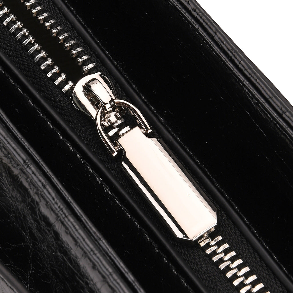 Genuine Leather Belt Buckle Design Rectangular Handbag - Black_8165527_5