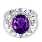 Natural Moroccan Amethyst & White Zircon Violet Bloom Ring in Rhodium Overlay Sterling Silver 4.67 Ct._8165874