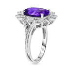 Natural Moroccan Amethyst & White Zircon Violet Bloom Ring in Rhodium Overlay Sterling Silver 4.67 Ct._8165874_3