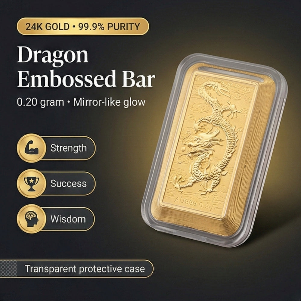 24K Yellow Gold Dragon Embossed Collectable 8165968 2