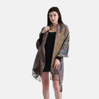 New Arrival - Butterfly Print Jacquard Scarf with Tassels (180 x 70 cm) - Coffee_8165979