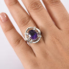 Natural Moroccan Amethyst & White Zircon Sunlit Grace Ring in Rhodium Overlay Sterling Silver 3.53 Ct._8166648_2
