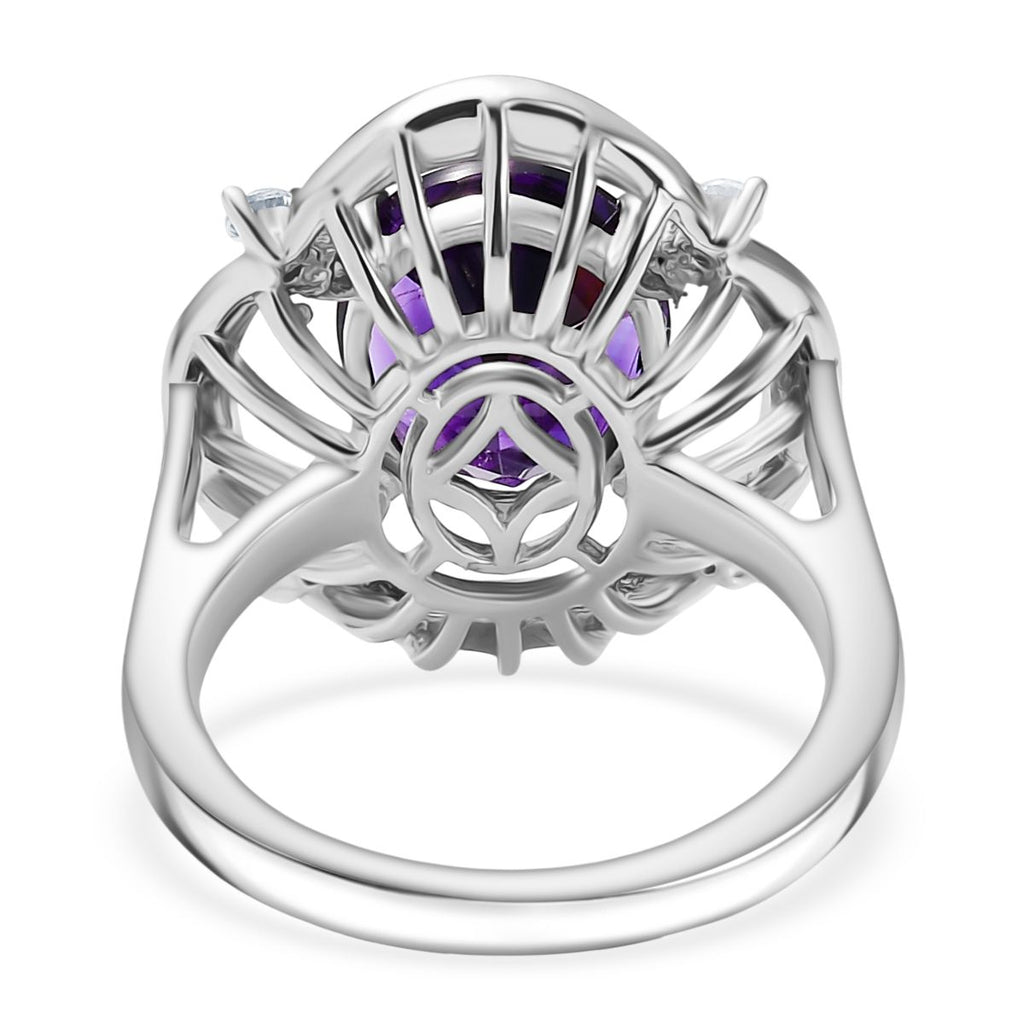 Natural Moroccan Amethyst & White Zircon Sunlit Grace Ring in Rhodium Overlay Sterling Silver 3.53 Ct._8166648_4