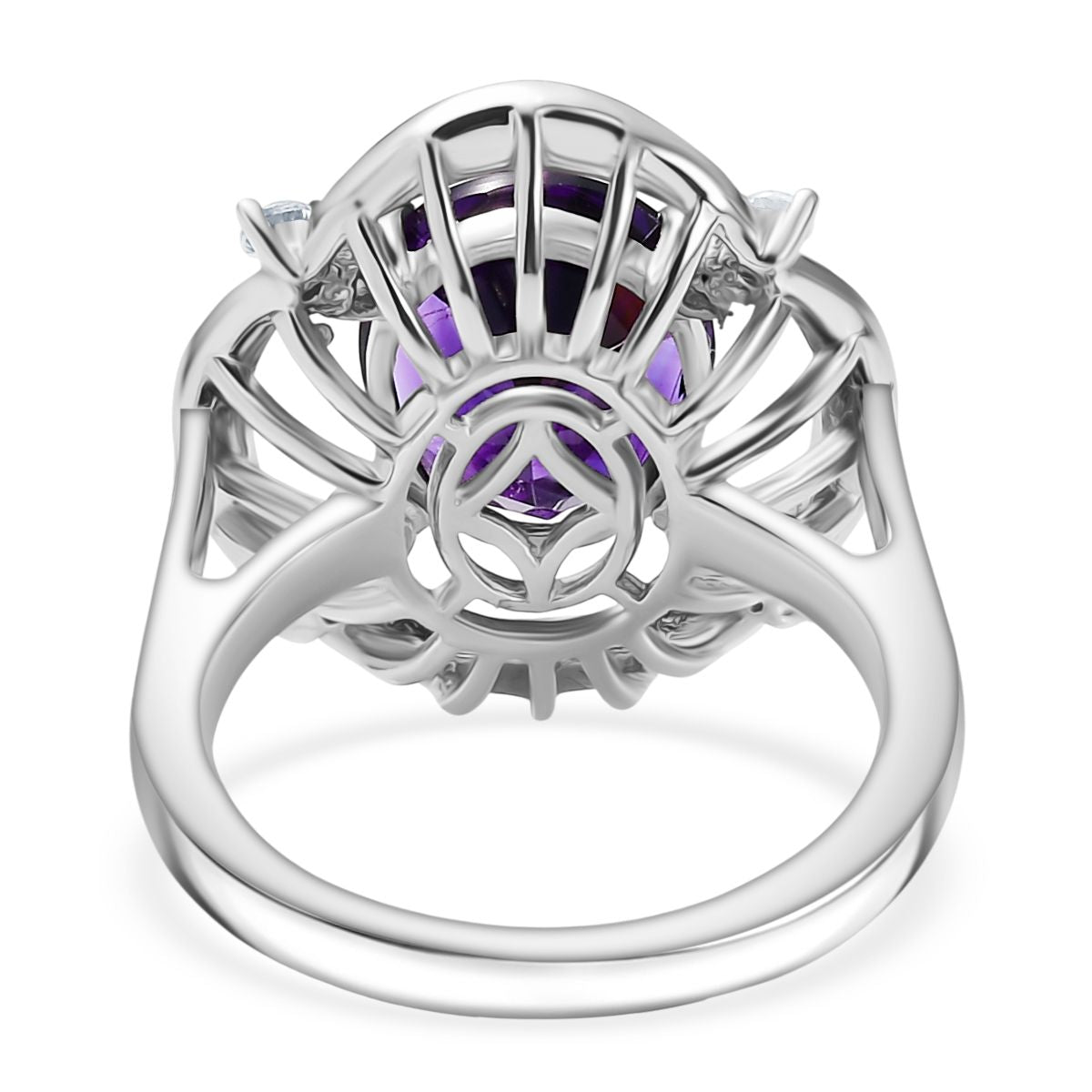 Natural Moroccan Amethyst &amp; White Zircon Sunlit Grace Ring in Rhodium Overlay Sterling Silver 3.53 Ct. V32618177 5