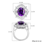 Natural Moroccan Amethyst & White Zircon Sunlit Grace Ring in Rhodium Overlay Sterling Silver 3.53 Ct._8166648_5