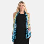 La Marey Mulberry Silk Leopard Print Scarf (175 x 65cm) - Blue & Red_8166889_4