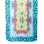 La Marey Mulberry Silk Leopard Print Scarf (175 x 65cm) - Blue & Red_8166889_6
