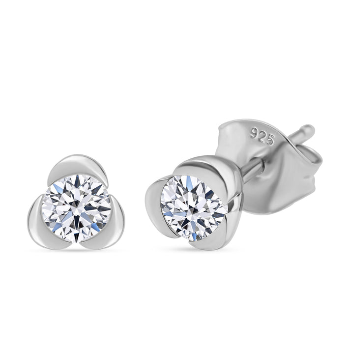 LUXURIANT 0.5 Ct. Lab Grown Diamond Solitaire Earring with Rhodium Overlay Sterling Silver (SI-GH) 8167222 1