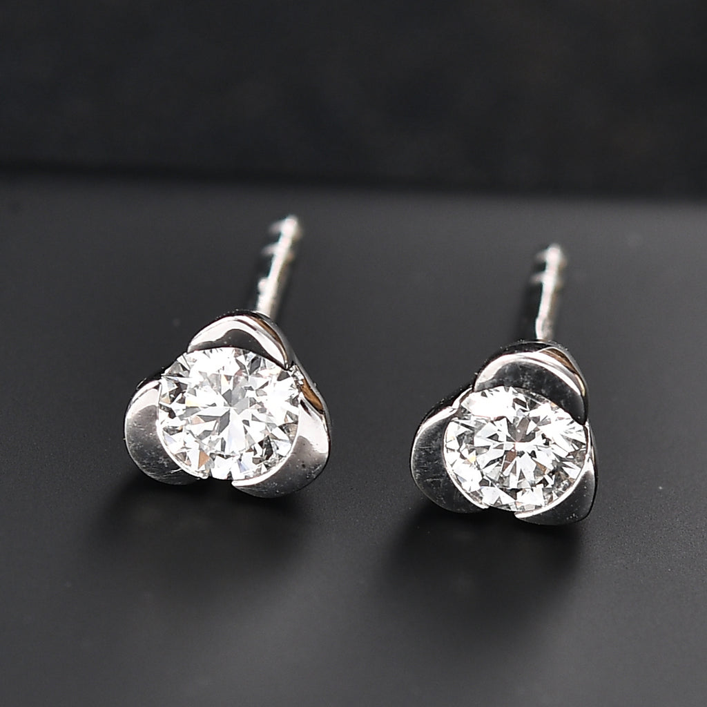 Luxuriant Lab Grown Diamond (SI/GH) Solitaire Earring with Rhodium Overlay Sterling Silver 0.50 Ct._8167222_1