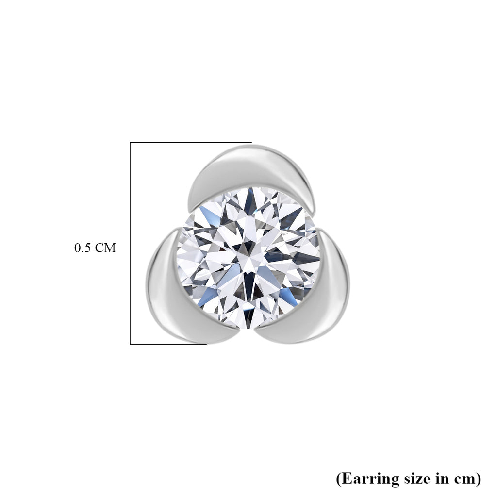 Luxuriant Lab Grown Diamond (SI/GH) Solitaire Earring with Rhodium Overlay Sterling Silver 0.50 Ct._8167222_4