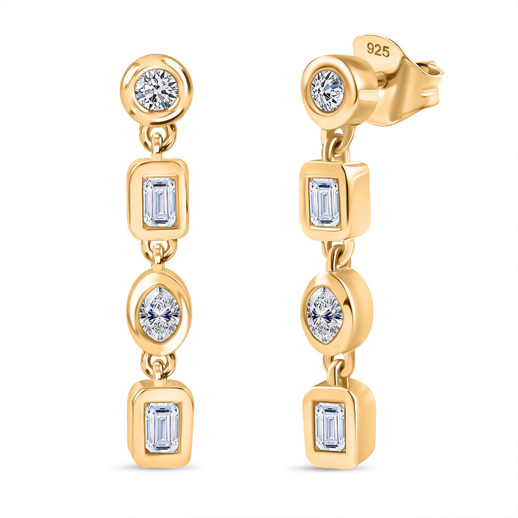 Luxuriant - Lab Grown Diamond (SI/G-H) Dangling Earring with Push Back in 18K Vermeil Yellow Gold Plated Sterling Silver 1cts_8167493