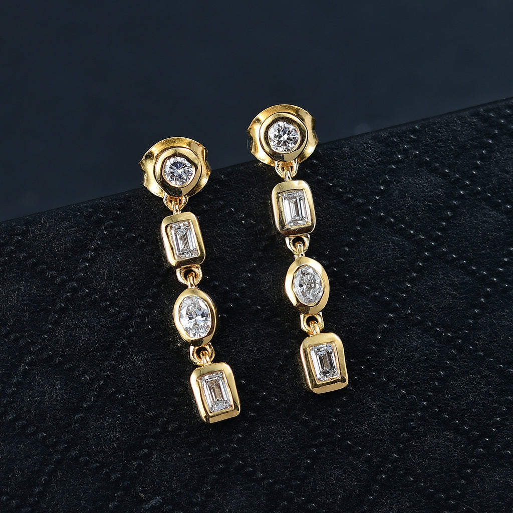 Luxuriant - Lab Grown Diamond (SI/G-H) Dangling Earring with Push Back in 18K Vermeil Yellow Gold Plated Sterling Silver 1cts_8167493_1