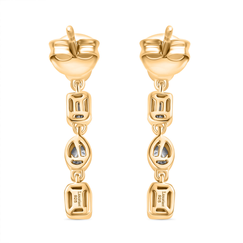 Luxuriant - Lab Grown Diamond (SI/G-H) Dangling Earring with Push Back in 18K Vermeil Yellow Gold Plated Sterling Silver 1cts_8167493_4