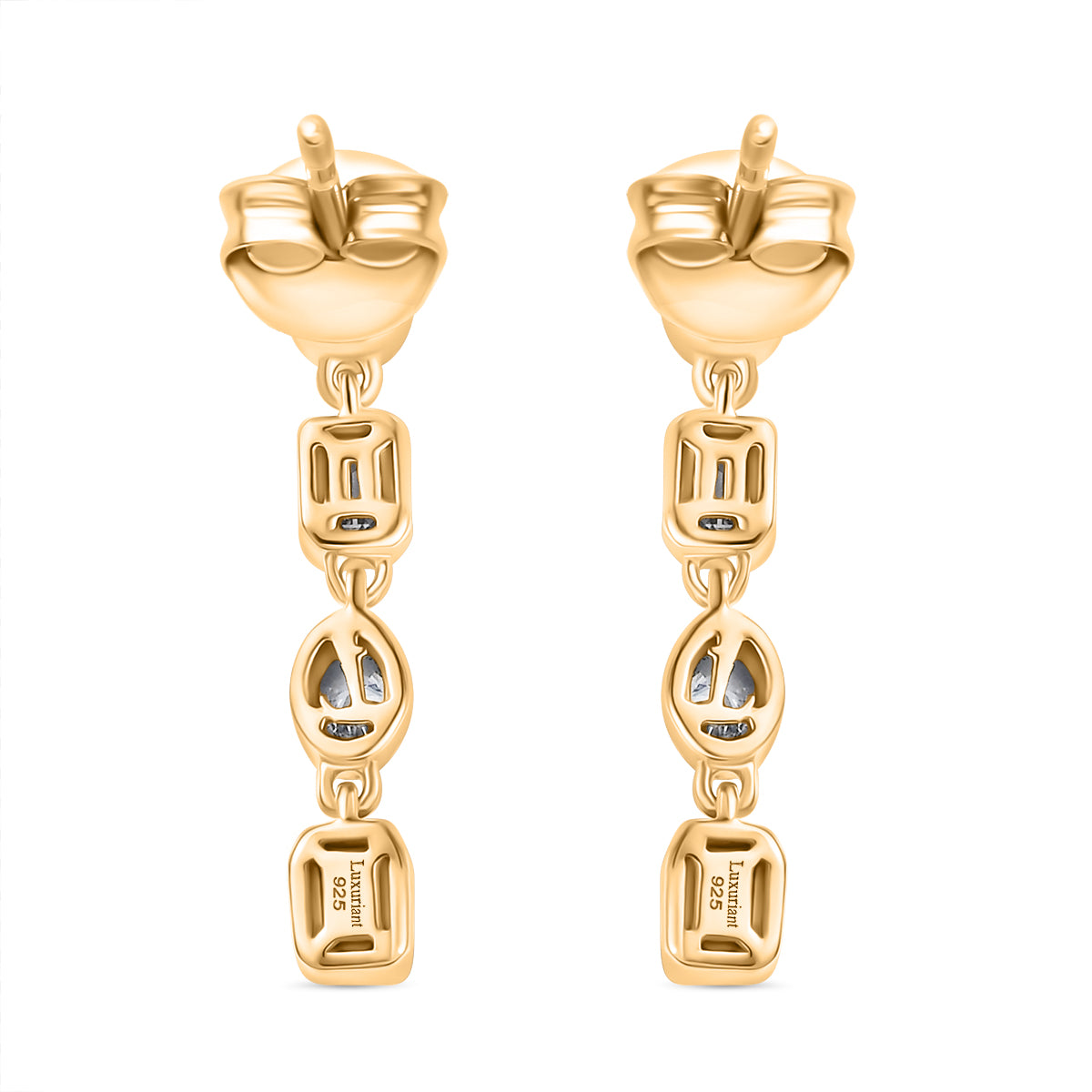LUXURIANT Lab Grown Diamond Dangling Earring with Push Back in 18K Vermeil Yellow Gold Plated Sterling Silver 8167493 5