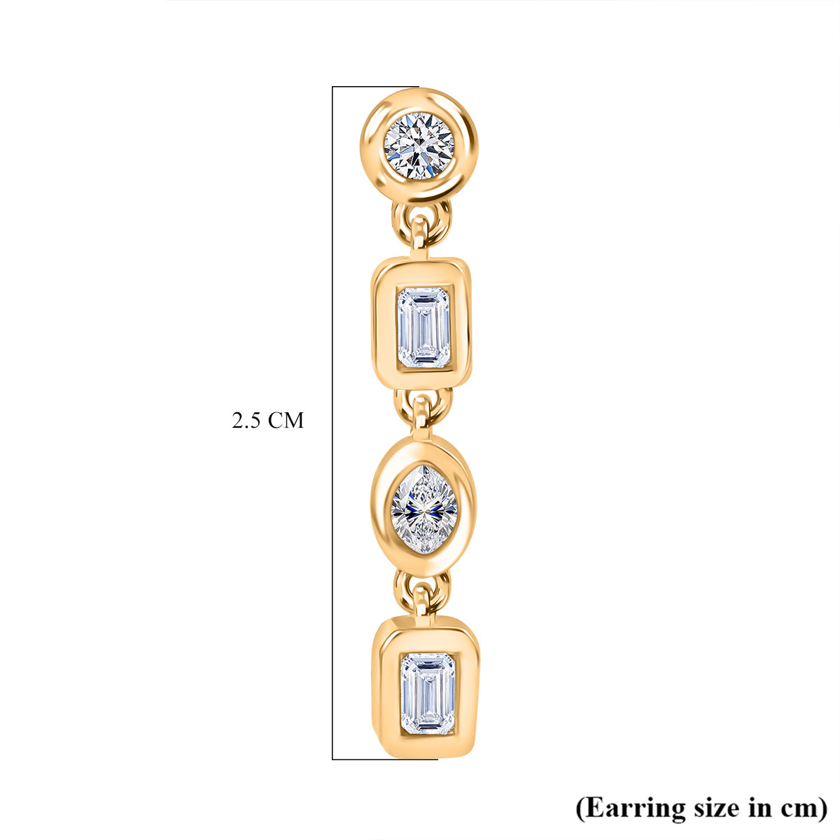 LUXURIANT Lab Grown Diamond Dangling Earring with Push Back in 18K Vermeil Yellow Gold Plated Sterling Silver 8167493 6