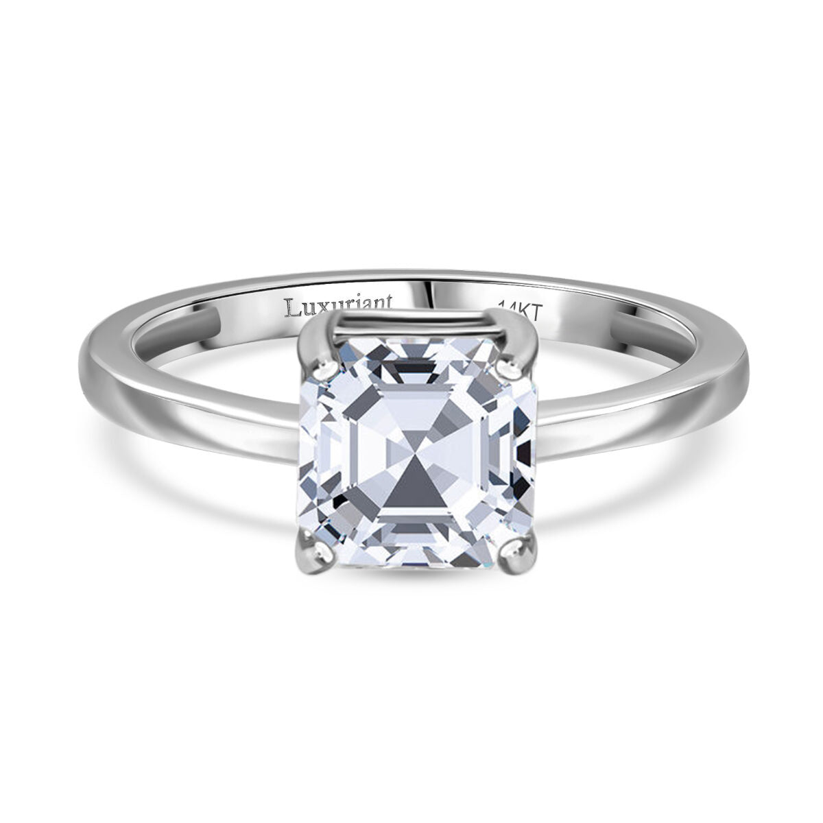 LUXURIANT 2 Ct. Lab Grown Diamond Asscher-Cut Solitaire Ring in 14K Gold SGL Certified (VS/E-F) 8168434 0
