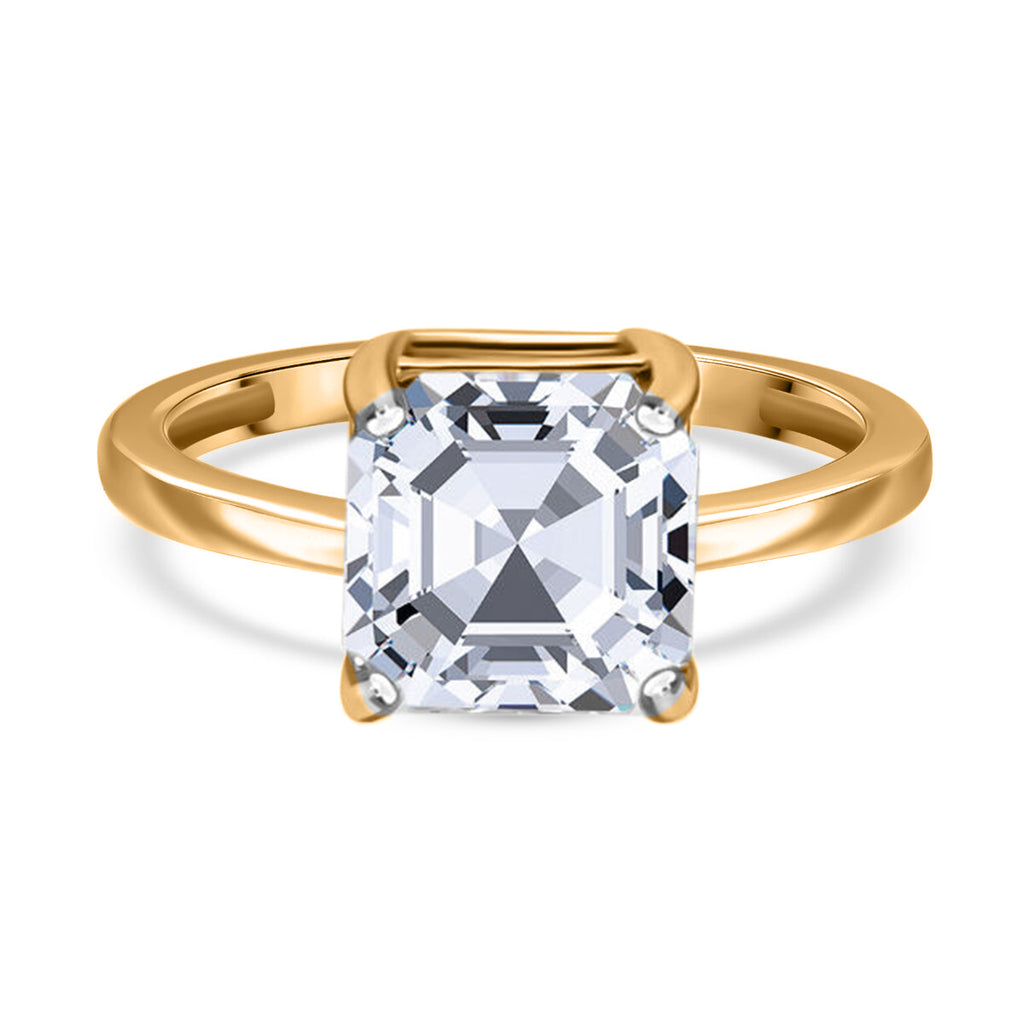 Luxuriant Diamond 14K Yellow Gold IGI Certified Square Emerald Cut Lab Grown Diamond (VS2/E) Solitaire Ring 3.00 Ct._8168460