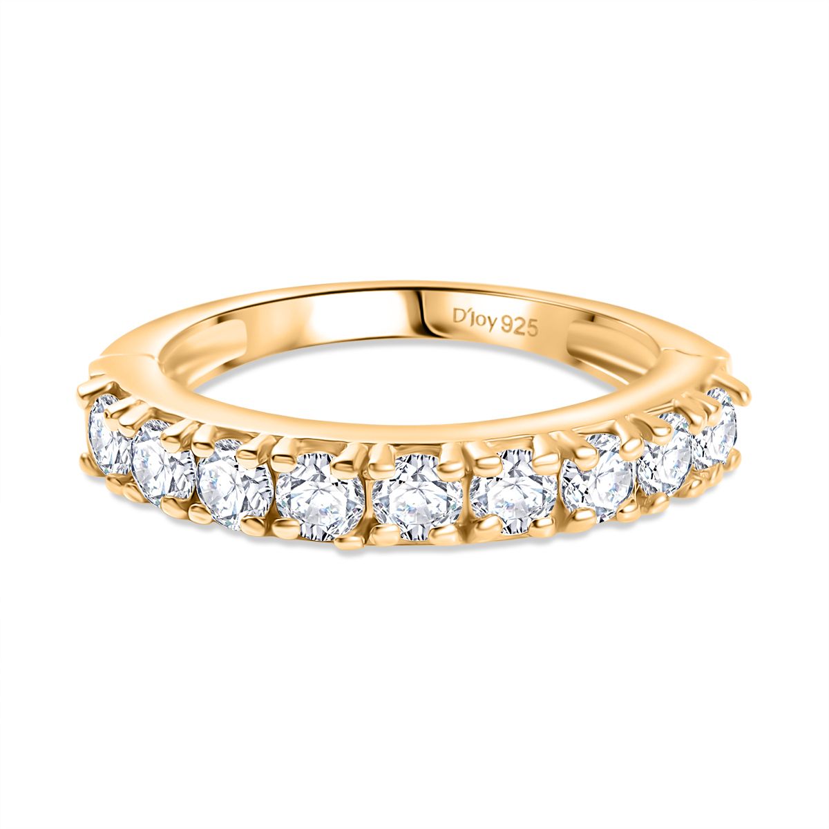 Moissanite Band Ring in 18K Vermeil Yellow Gold Sterling Silver V32722356 0