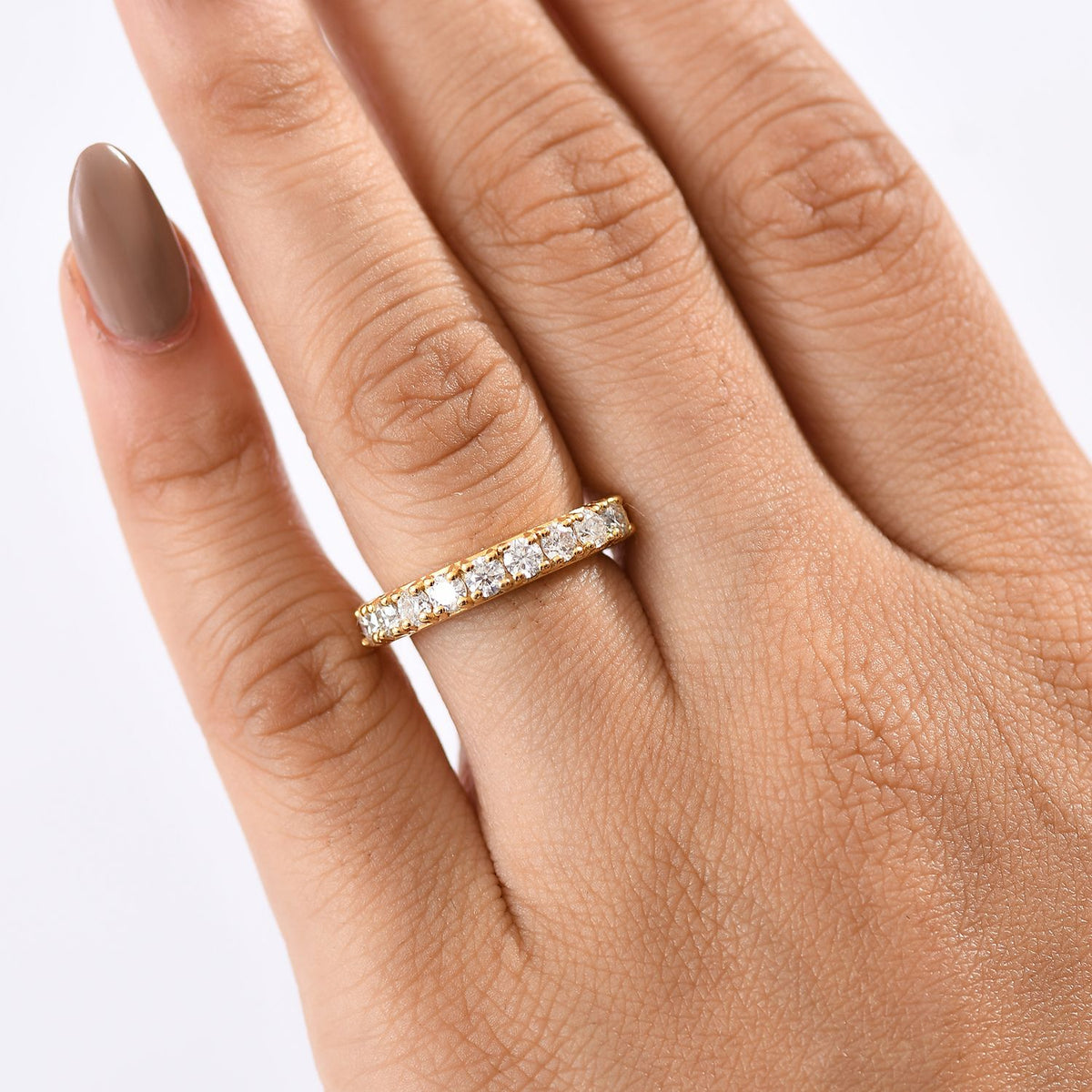 Moissanite Band Ring in 18K Vermeil Yellow Gold Sterling Silver V32722356 3