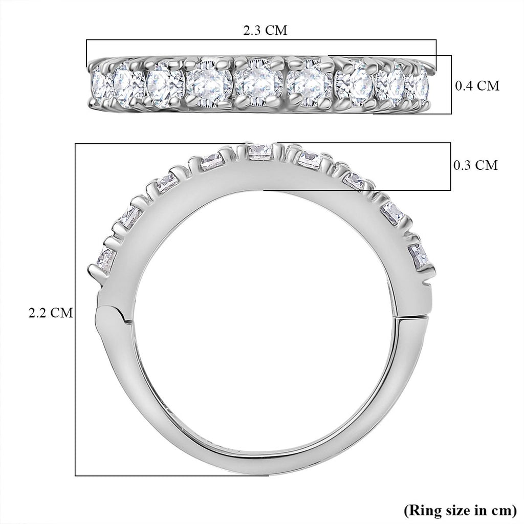 D'Joy - Moissanite Half Eternity Band Ring in Rhodium Overlay Sterling Silver 1.00 Ct._8168532_6