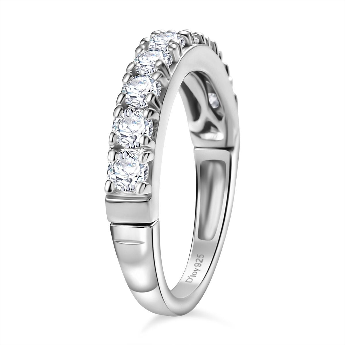 Moissanite Band Ring in Rhodium Sterling Silver V32678500 4
