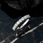 D'Joy - Moissanite Half Eternity Band Ring in Rhodium Overlay Sterling Silver 1.00 Ct._8168539_1