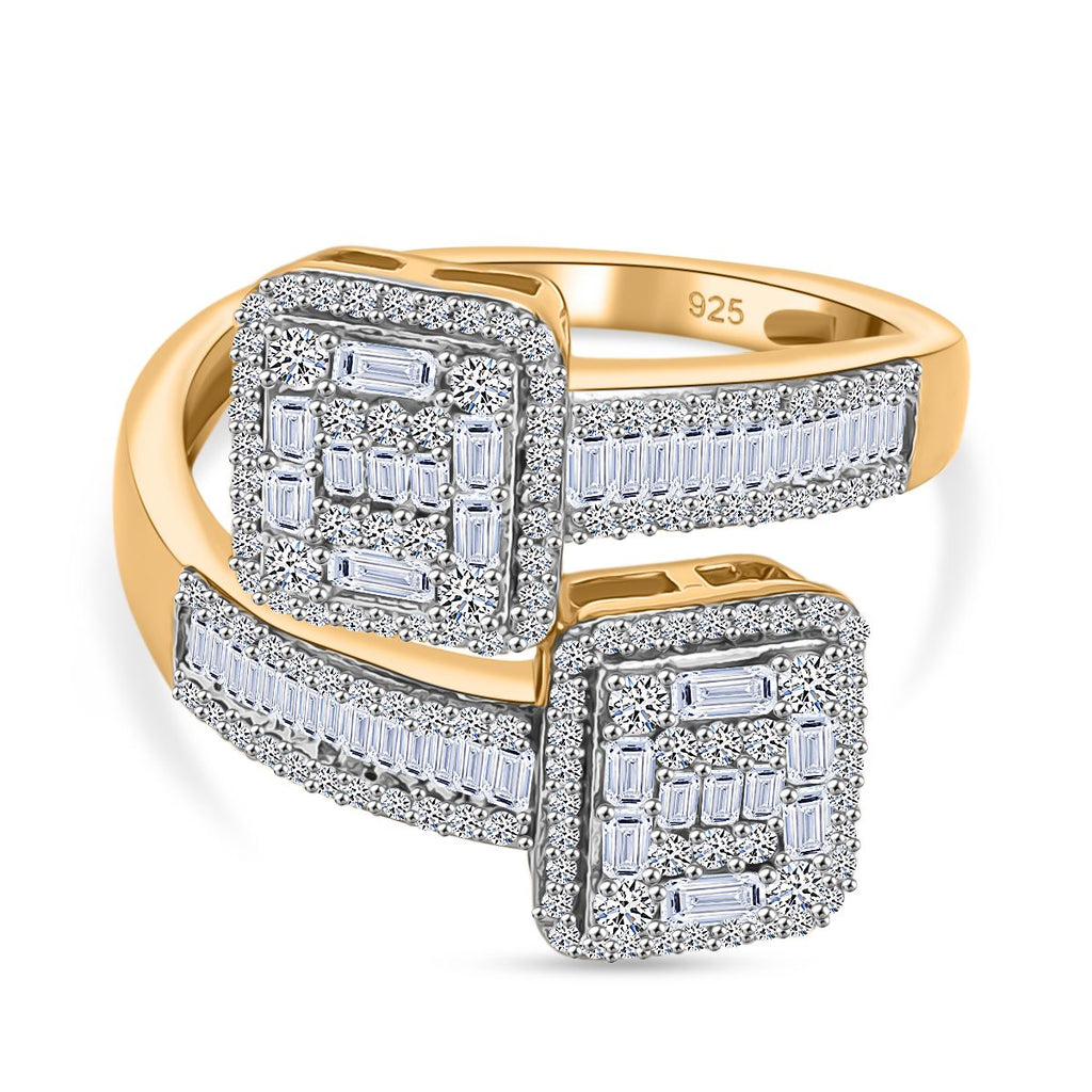 Designer Inspired- Luxuriant Diamond Lab Grown Diamond (SI-G/H) Bypass Ring in 18K Vermeil Yellow Gold Plated Sterling Silver 1.00 Ct._8168671