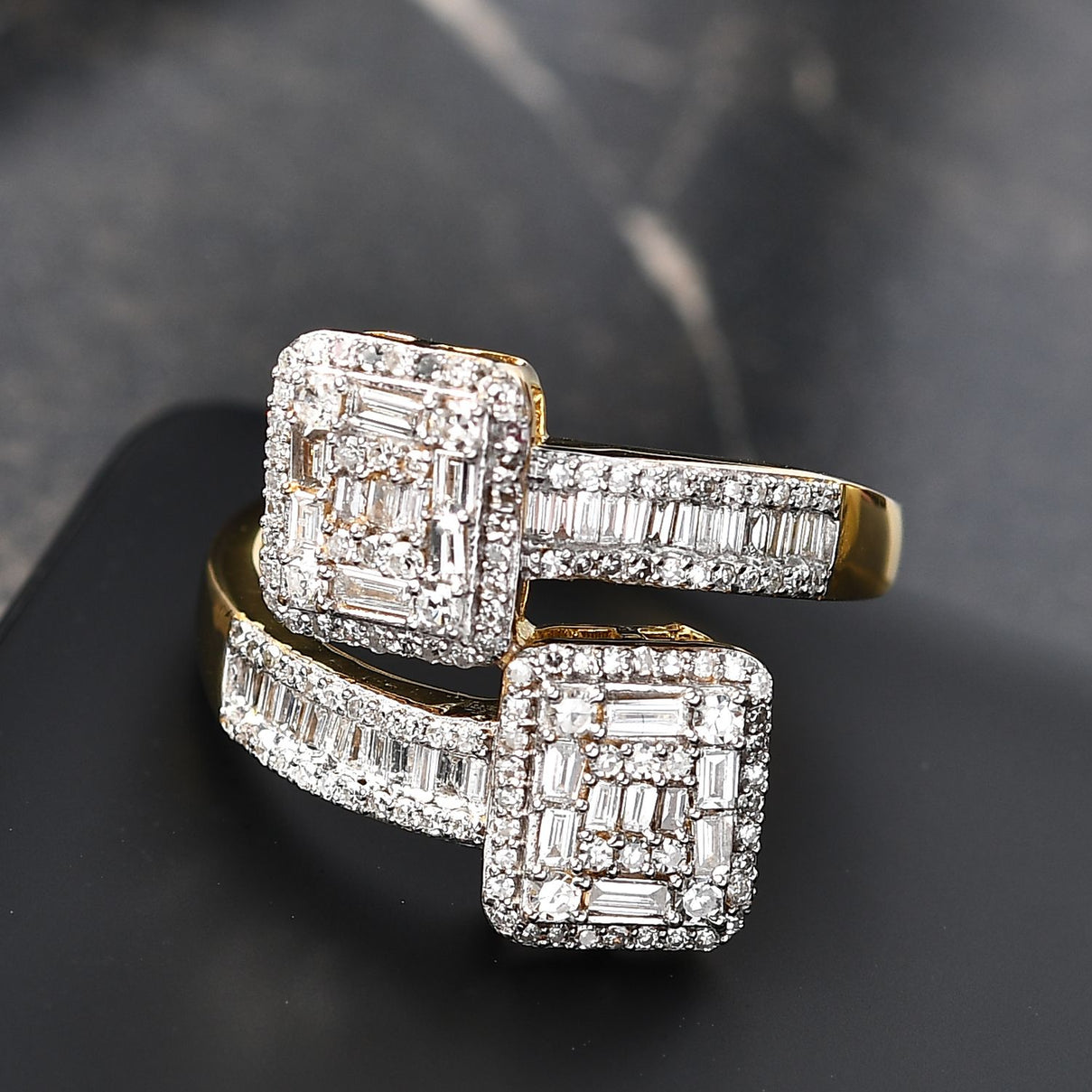 LUXURIANT 1 Ct. Lab Grown Diamond Bypass Ring in 18K Vermeil Yellow Gold Plated Sterling Silver (SI-G-H) 8168671 2