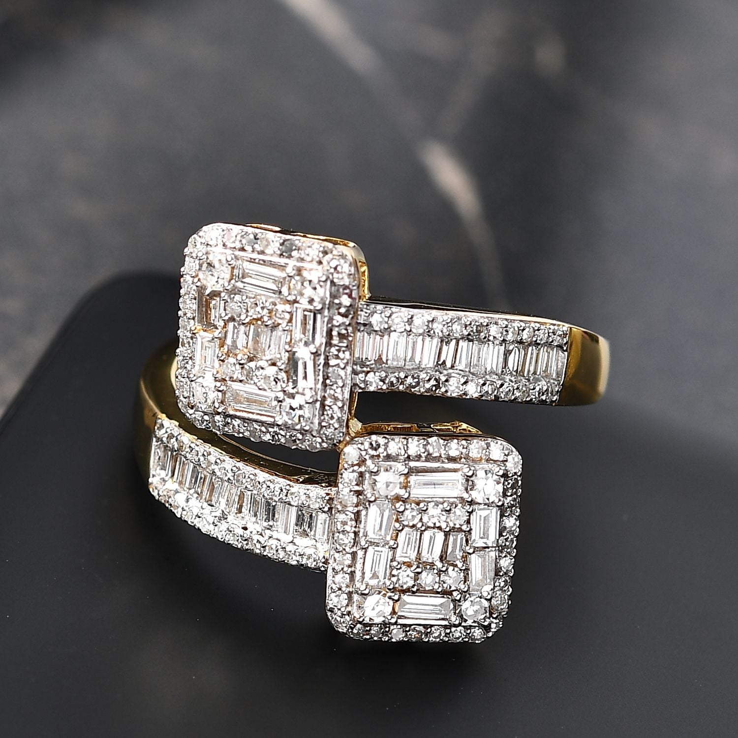 LUXURIANT 1 Ct. Lab Grown Diamond Bypass Ring in 18K Vermeil Yellow Gold Plated Sterling Silver (SI-G-H) 8168671 2