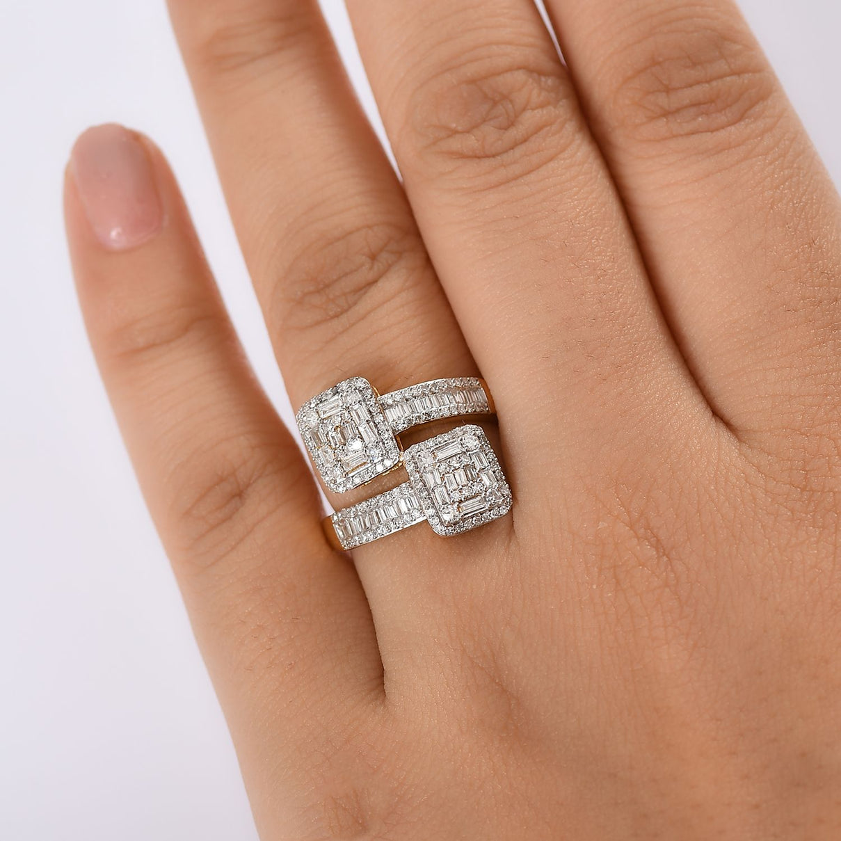 LUXURIANT 1 Ct. Lab Grown Diamond Bypass Ring in 18K Vermeil Yellow Gold Plated Sterling Silver (SI-G-H) 8168671 3