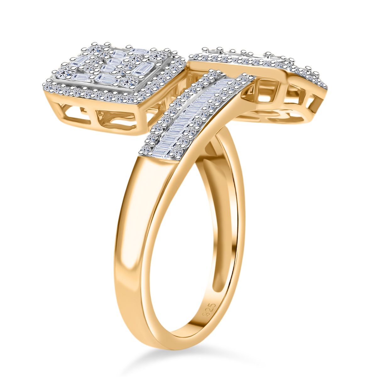LUXURIANT 1 Ct. Lab Grown Diamond Bypass Ring in 18K Vermeil Yellow Gold Plated Sterling Silver (SI-G-H) 8168671 4
