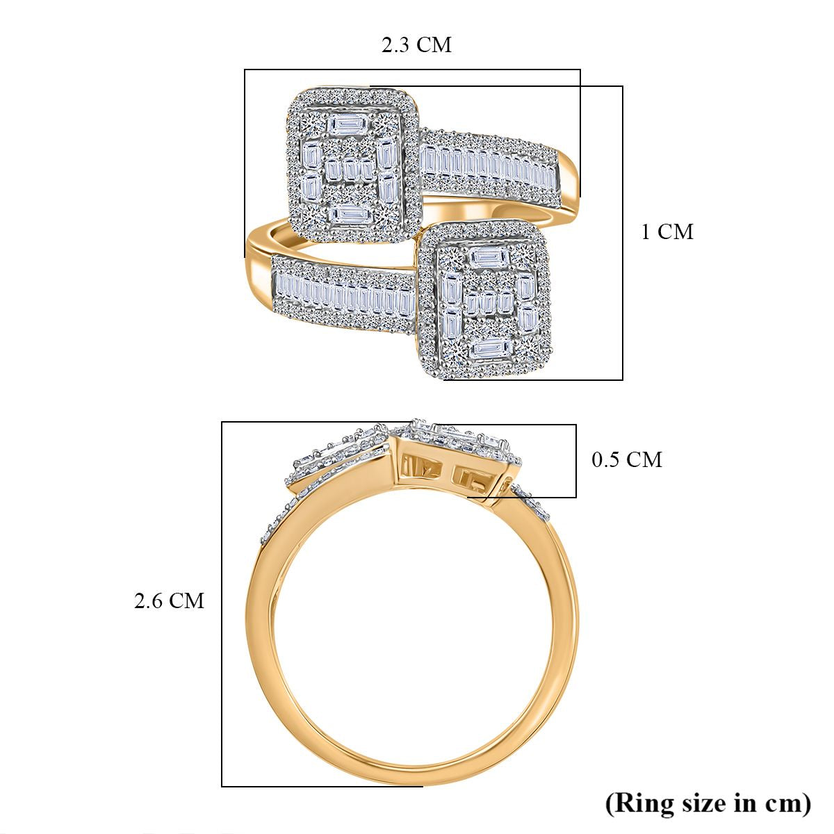 LUXURIANT 1 Ct. Lab Grown Diamond Bypass Ring in 18K Vermeil Yellow Gold Plated Sterling Silver (SI-G-H) 8168671 6