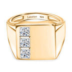 Luxuriant Lab Grown Diamond (SI-GH) Trilogy Signet Ring(0.30ct.) in 18K Vermeil Yellow Gold Plated Sterling Silver._8168825