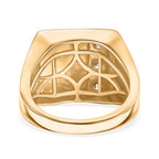 Luxuriant Lab Grown Diamond (SI-GH) Trilogy Signet Ring(0.30ct.) in 18K Vermeil Yellow Gold Plated Sterling Silver._8168825_4