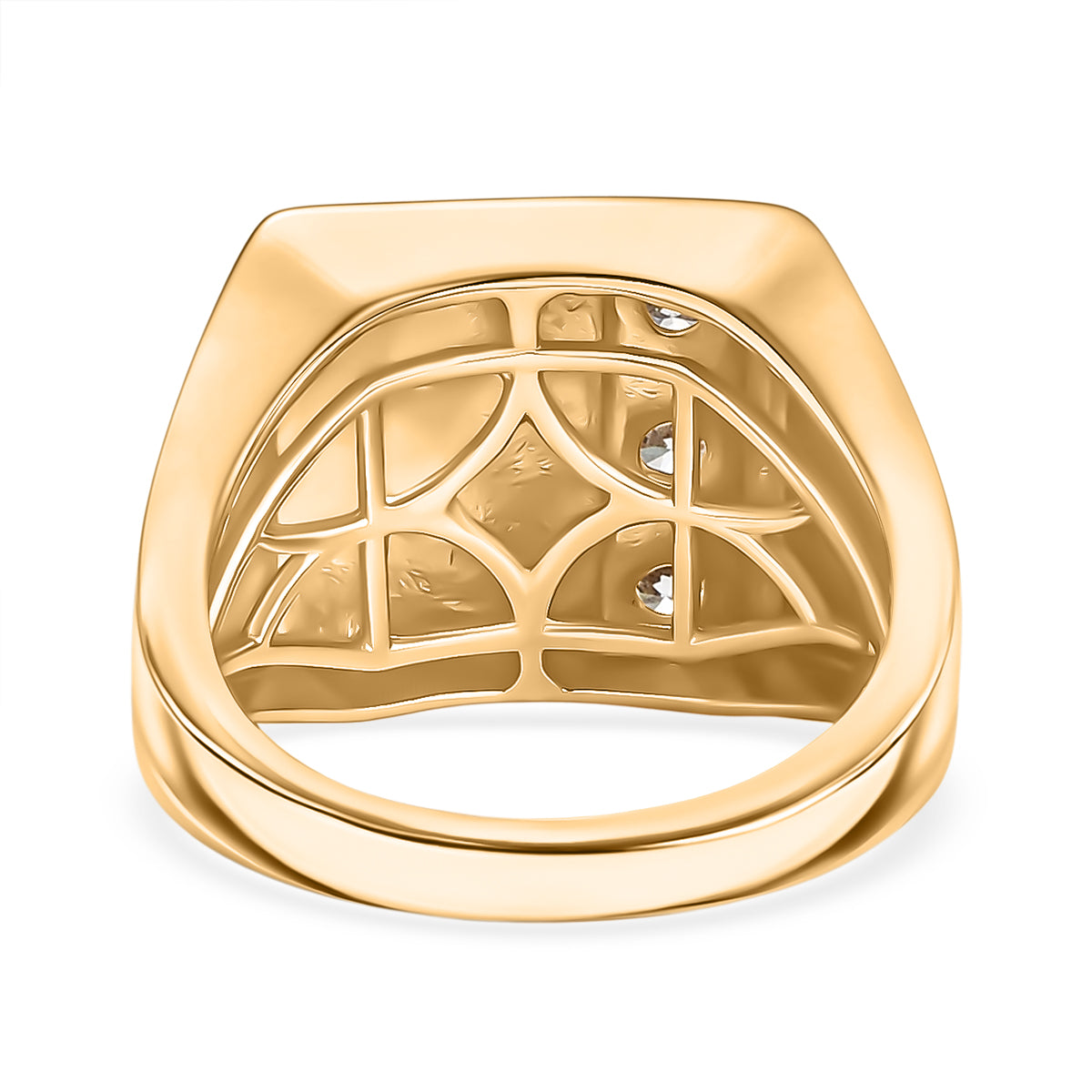LUXURIANT Lab Grown Diamond Trilogy Mens Ring in 18K Vermeil Yellow Gold Plated Sterling Silver SI-GH V32552989 5