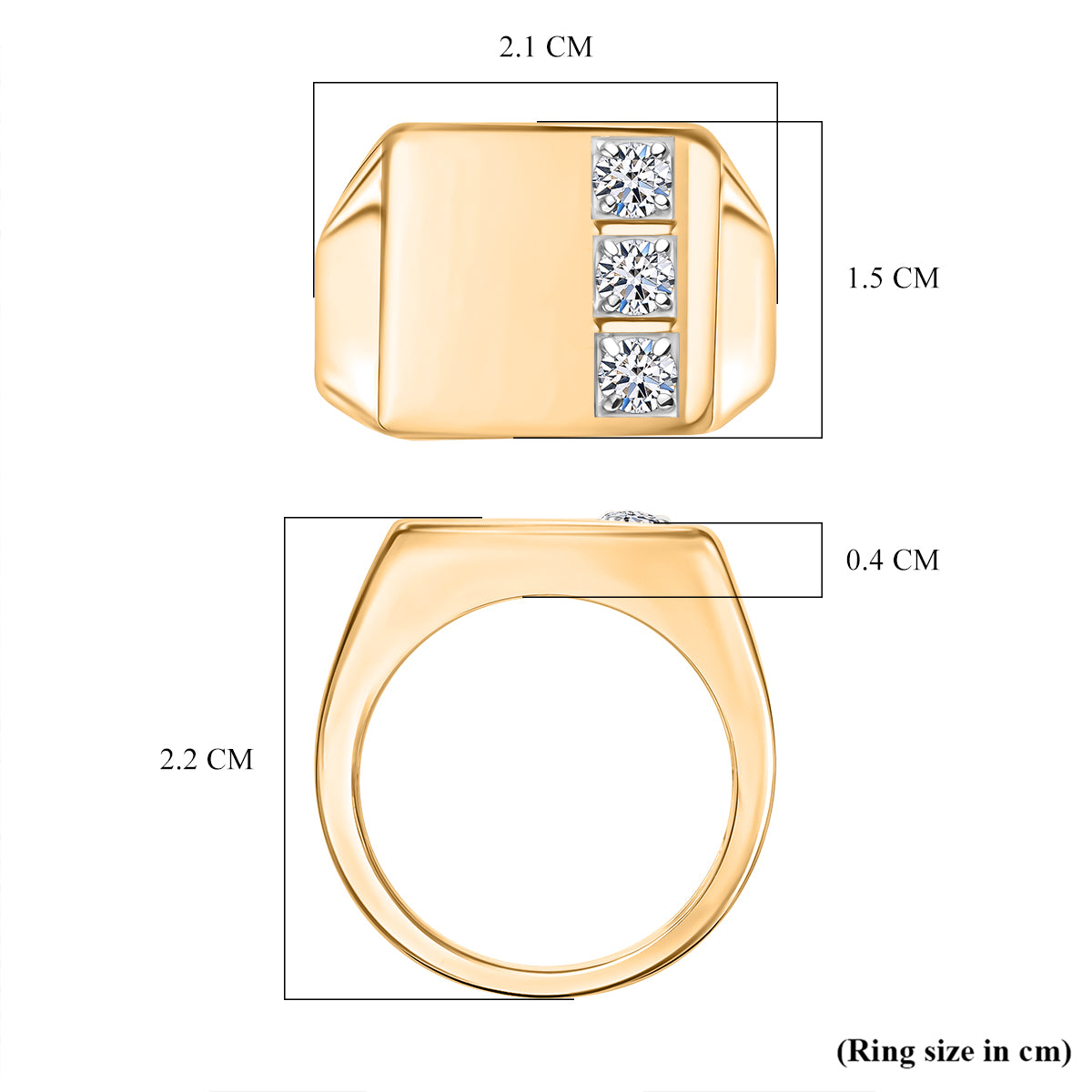 LUXURIANT Lab Grown Diamond Trilogy Mens Ring in 18K Vermeil Yellow Gold Plated Sterling Silver SI-GH V32552989 6