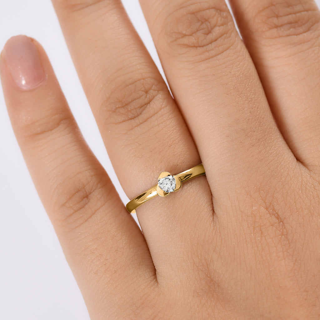 Luxuriant Diamond Lab Grown Diamond (SI-GH) Solitaire Ring in 18K Vermeil Yellow Gold Plated_8169170_2