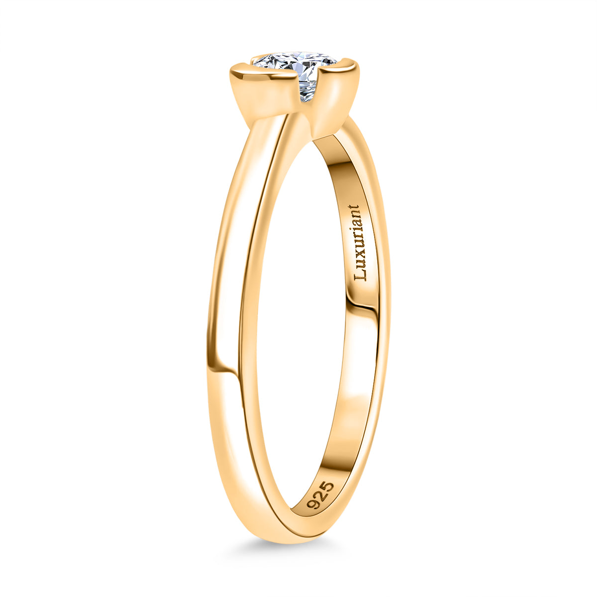 LUXURIANT Lab Grown Diamond (SI-GH) Solitaire Ring in 18K Vermeil Yellow Gold Plated Sterling Silver 8169170 4