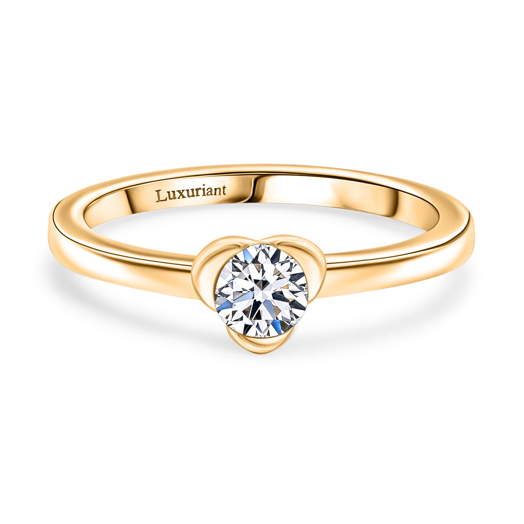 Luxuriant Diamond Lab Grown Diamond (SI-GH) Solitaire Ring in 18K Vermeil Yellow Gold Plated_8169177