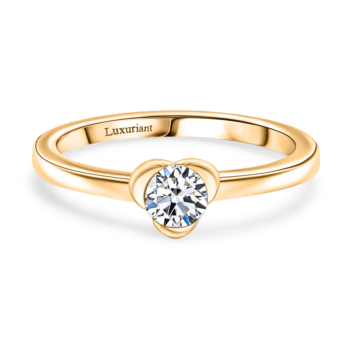 LUXURIANT Lab Grown Diamond (SI-GH) Solitaire Ring in 18K Vermeil Yellow Gold Plated Sterling Silver V32535400 0