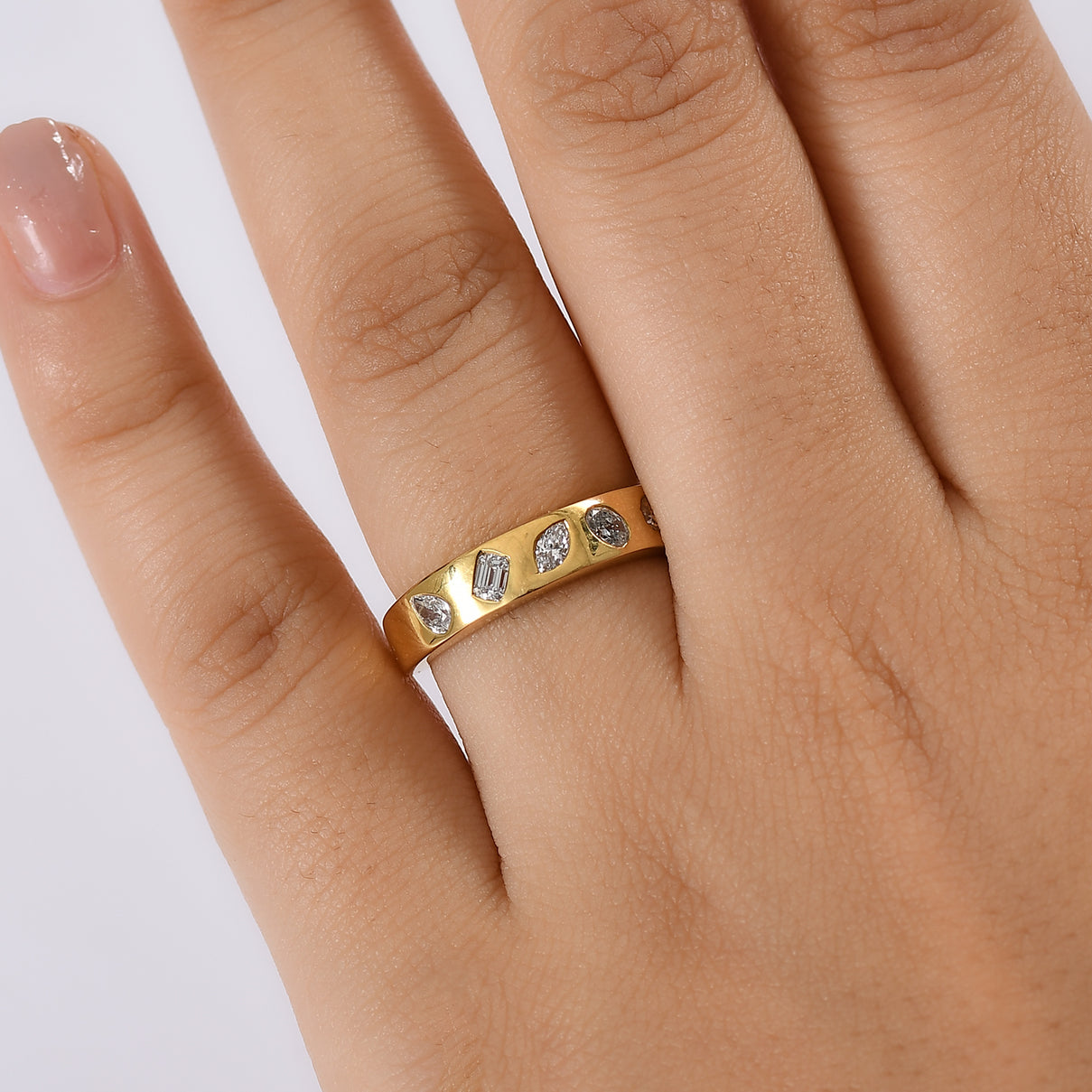 0.5.Ct Luxuriant Diamond Lab Grown Diamond (VS-EF) Band Ring in 18K Vermeil Yellow Gold Plated Sterl 8169889 3