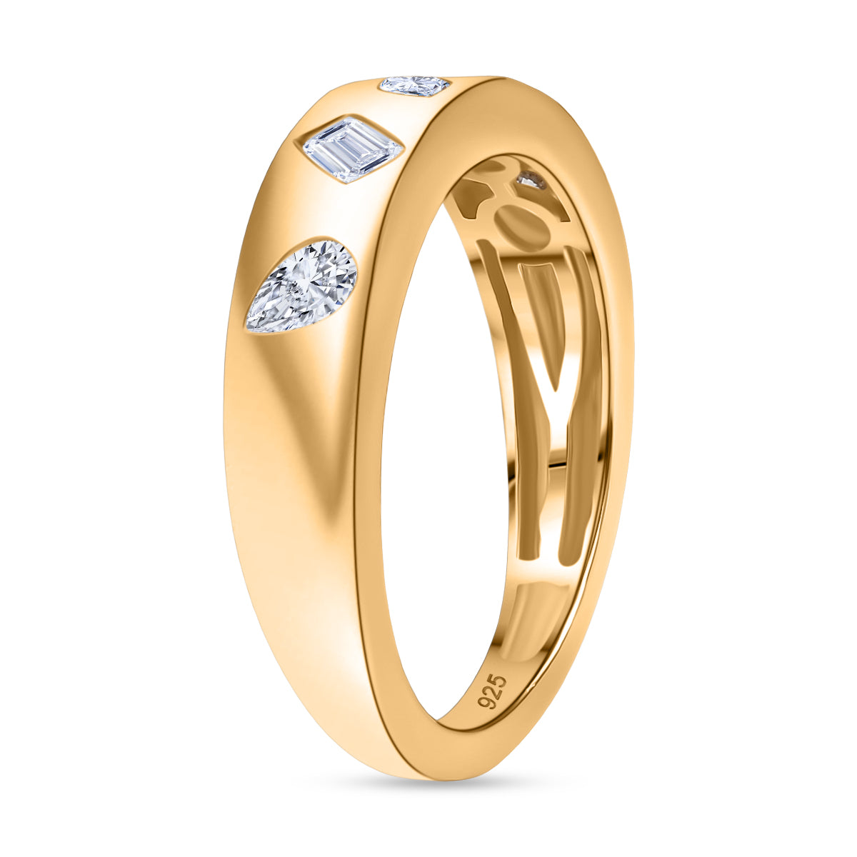 0.5.Ct Luxuriant Diamond Lab Grown Diamond (VS-EF) Band Ring in 18K Vermeil Yellow Gold Plated Sterl 8169889 4