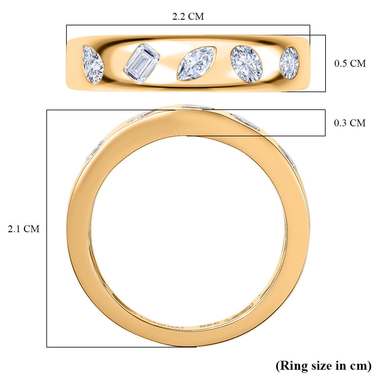 0.5.Ct Luxuriant Diamond Lab Grown Diamond (VS-EF) Band Ring in 18K Vermeil Yellow Gold Plated Sterl 8169889 6