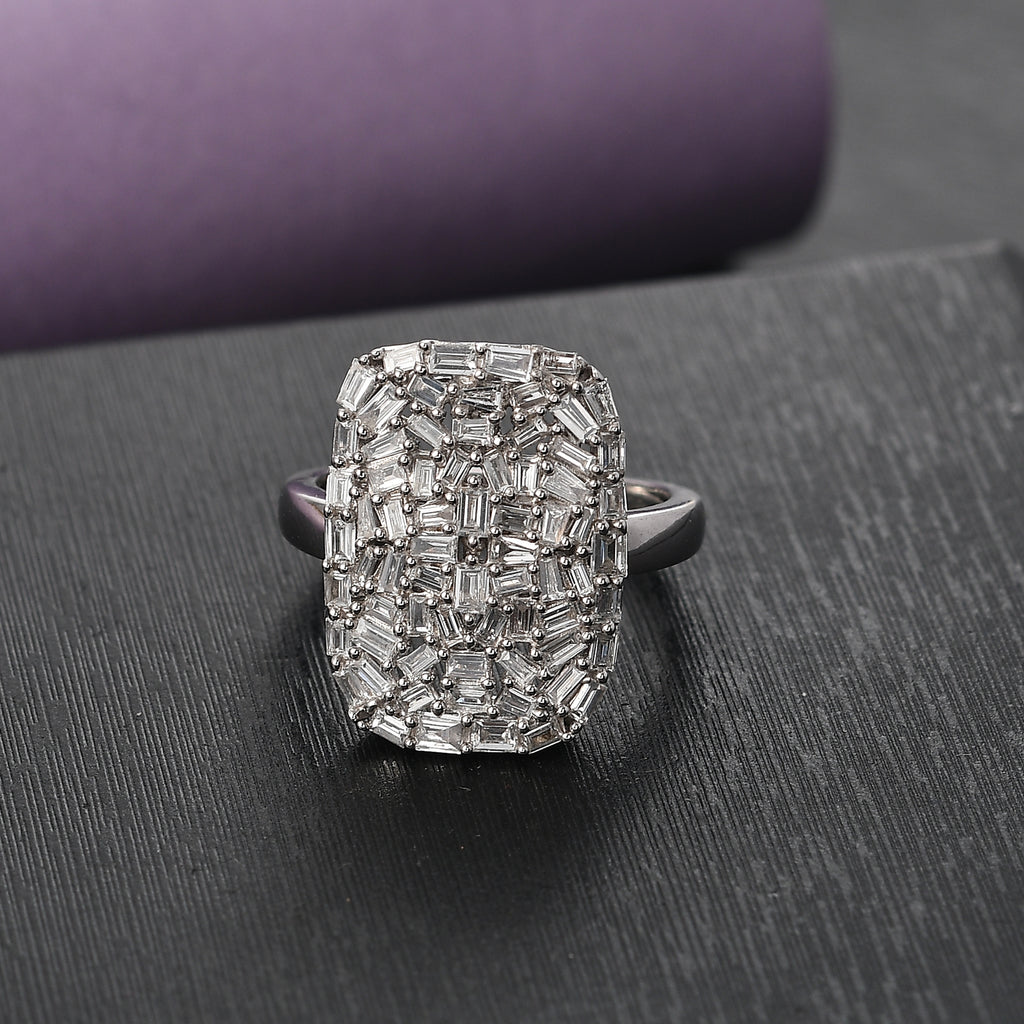 Luxuriant Diamond Lab Grown Diamond (SI-GH) Ring in Rhodium Overlay Sterling Silver 1.00 Ct._8170126_1
