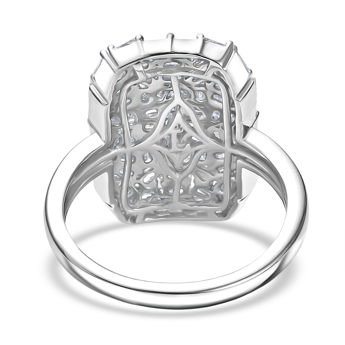 LUXURIANT 1 Ct. Lab Grown Diamond Firecracker Ring in Rhodium Overlay Sterling Silver (SI-G-H) 8170126 5