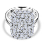 Designer Inspired- Luxuriant Diamond Lab Grown Diamond (SI-G/H) Firecracker Ring in Rhodium Overlay Sterling Silver 1.00 Ct._8170128