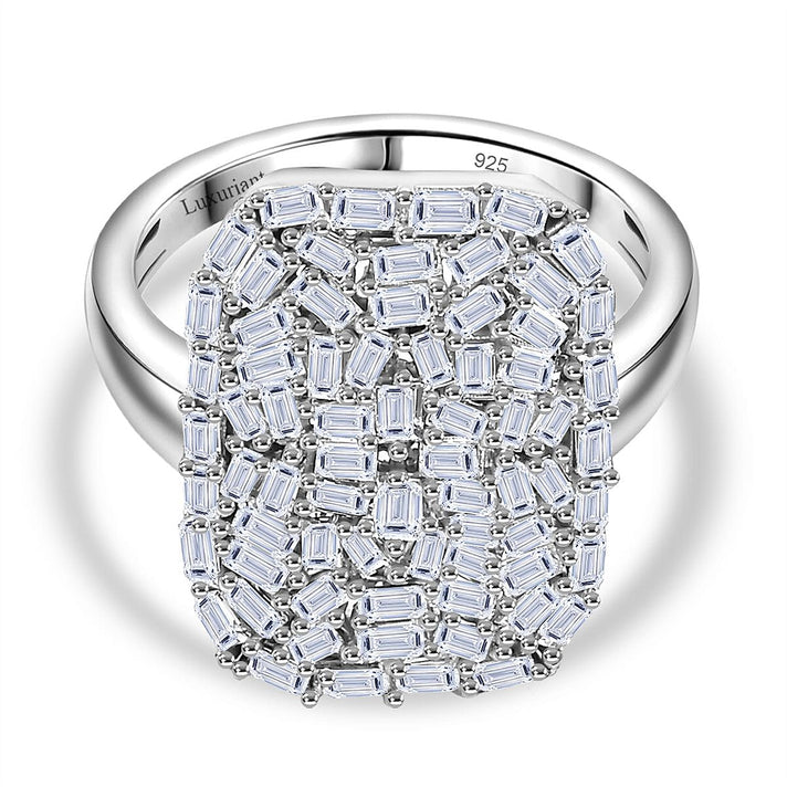 LUXURIANT 1 Ct. Lab Grown Diamond Firecracker Ring in Rhodium Overlay Sterling Silver (SI-G-H) 8170128 1