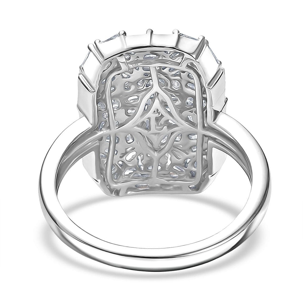 Designer Inspired- Luxuriant Diamond Lab Grown Diamond (SI-G/H) Firecracker Ring in Rhodium Overlay Sterling Silver 1.00 Ct._8170128_4