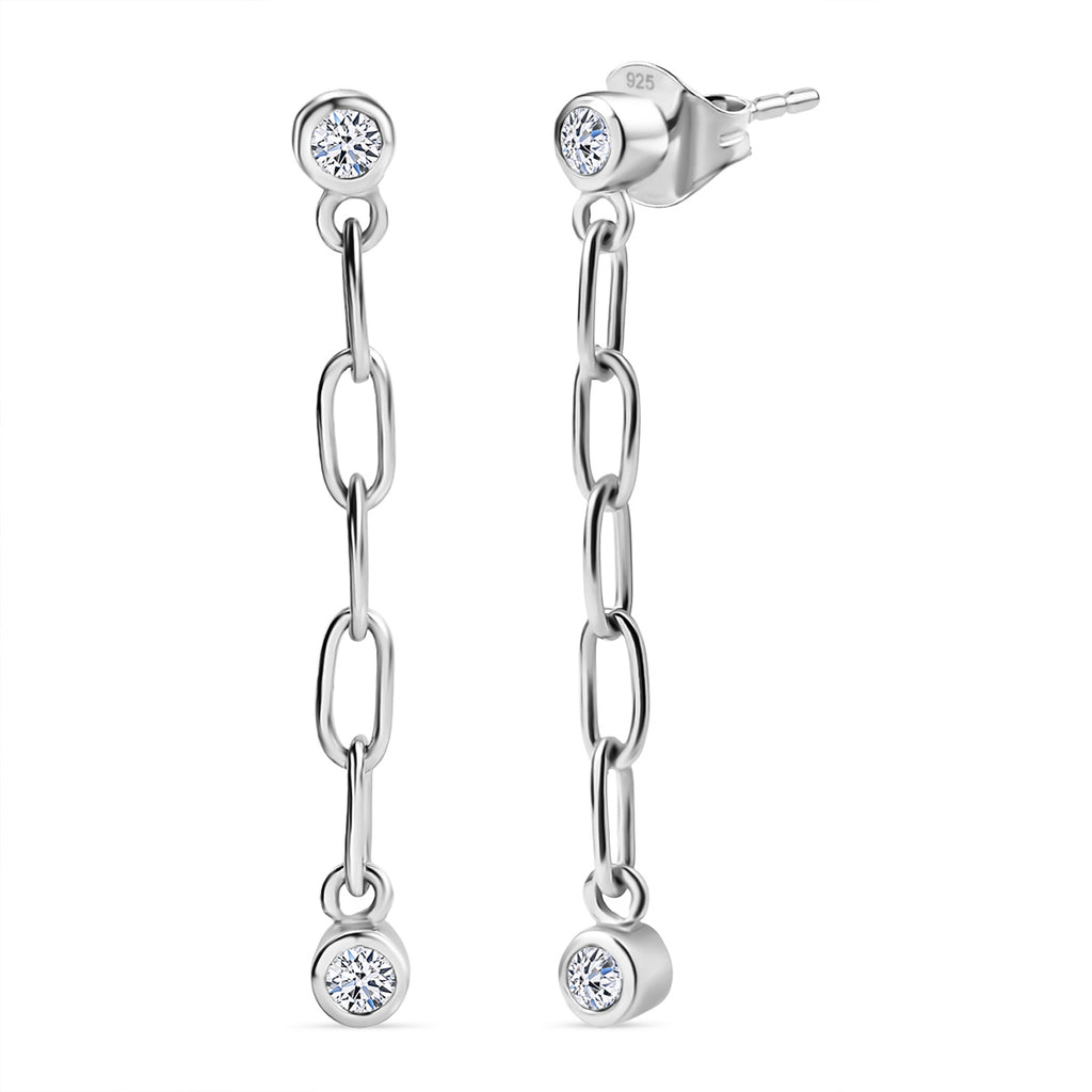 Luxuriant Lab Grown Diamond (SI/GH) Dangling Earring with Push Back in Rhodium Overlay Sterling Silver 0.28 Ct._8170162